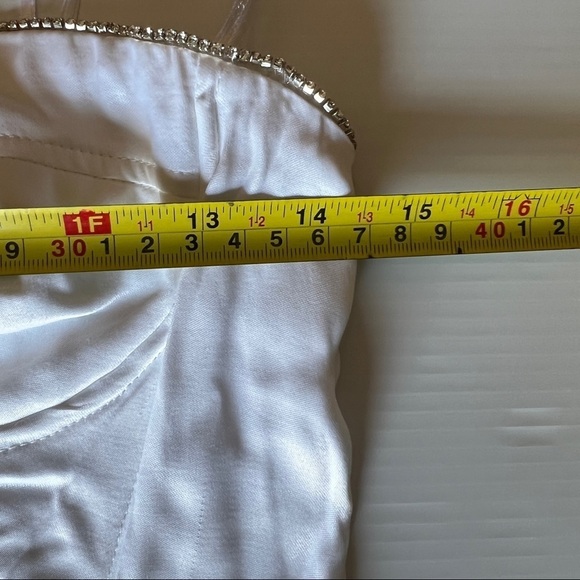 NEW ZARA RHINESTONE CORSET MIDI DRESS OYSTER WHITE | 1165/152 - Picture 15 of 15